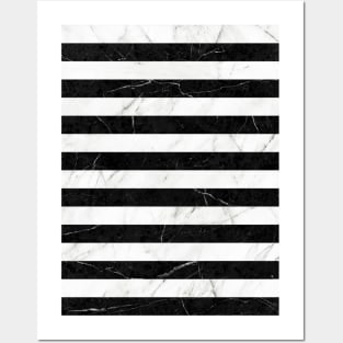 Marble Stripes Pattern 2 - Black and White Posters and Art